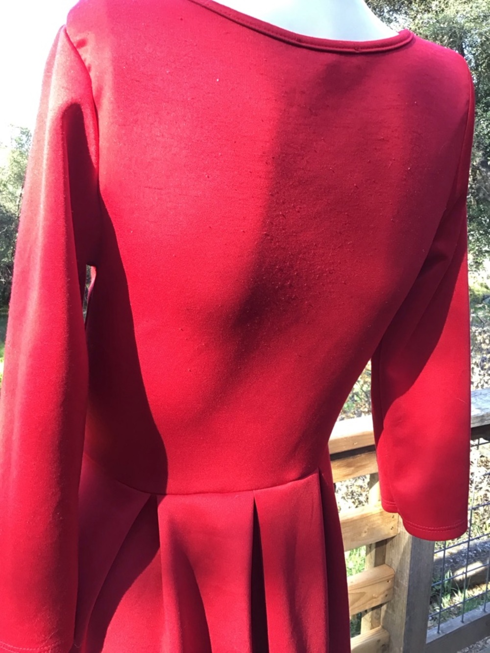 Red Y2K era Scallop V-Neck Fit & Flare Dress - Picture 8 of 8
